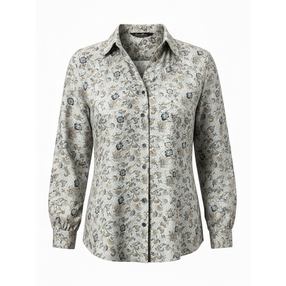 Eddie Bauer Floral Button Down Shirt Wrinkle Resistant Sz L Earthy Cottagecore